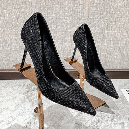 Fashion slim heel pointy Sexy Sequin shoes