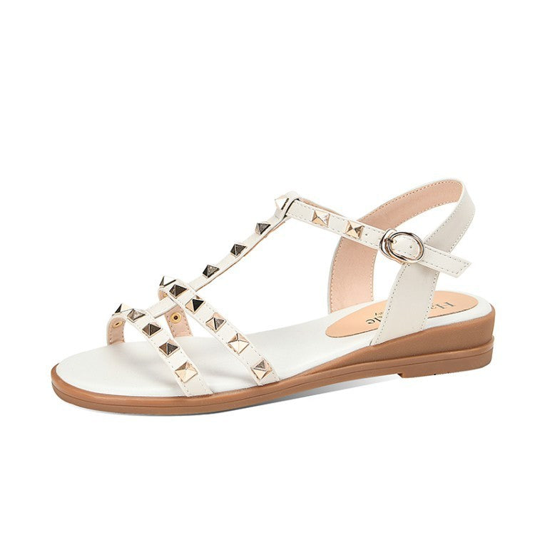 Women's Shoes Fashion Fashion Rivet Cowhide Sandals