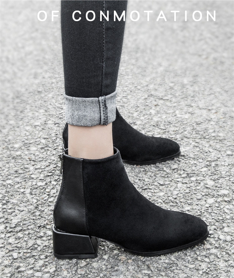 All-match comfortable thick heel casual short boots