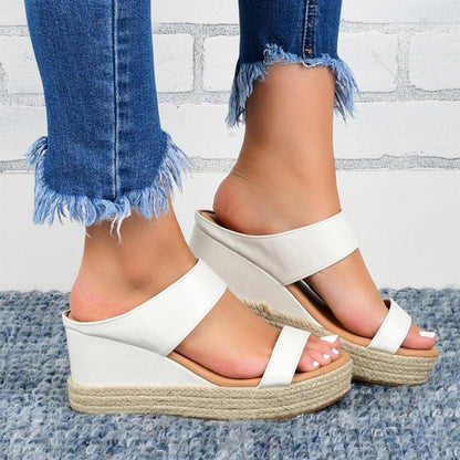 Sandalias de mujer con tacón de cuña de PU artificial de moda