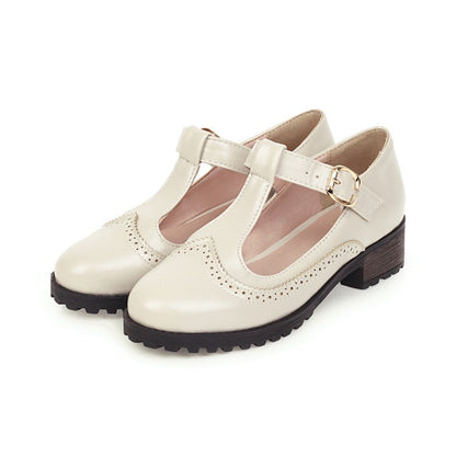 Chaussures pour femmes de grande taille de style universitaire Chaussures en T Chaussures simples à boucle de printemps Chaussures pour étudiantes