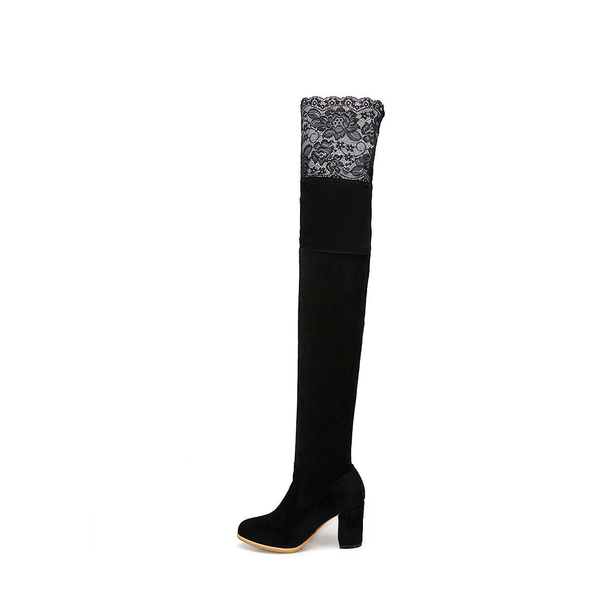 High-heeled thick-heeled frosted boots