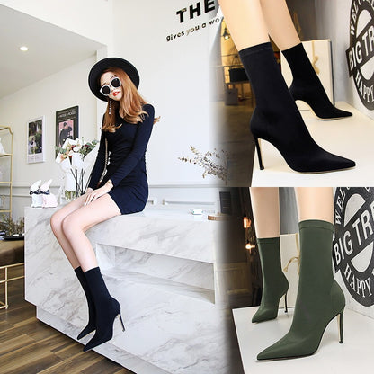 Women's Super High Heel Lycra Elastic Boots