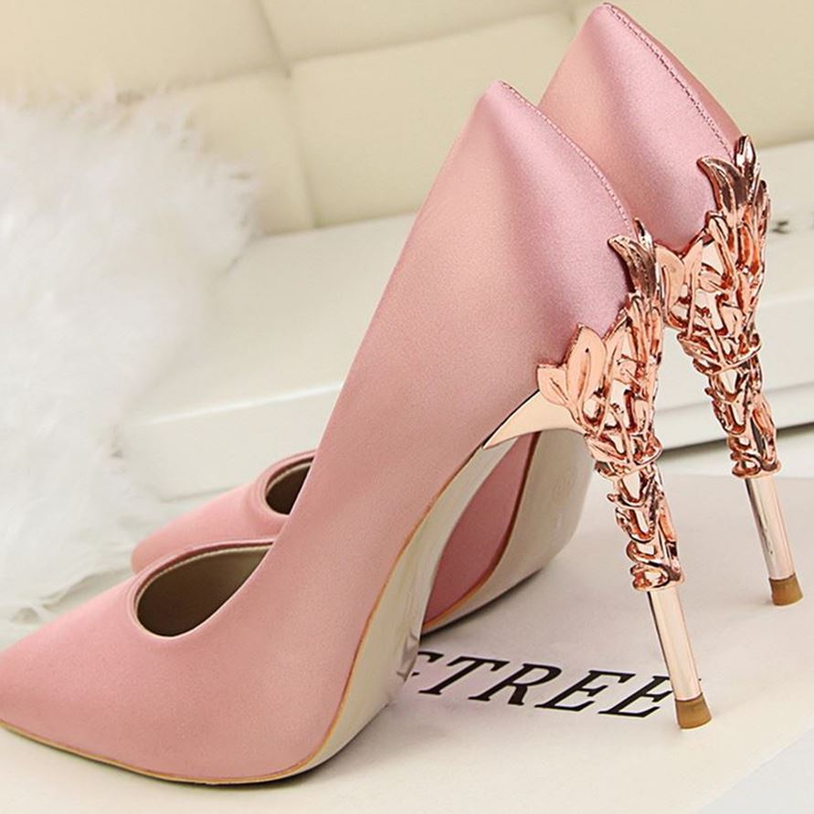 High-heeled women's autumn satin women's shoes