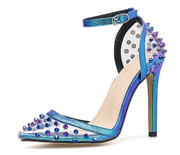 Color rivet transparent sandals