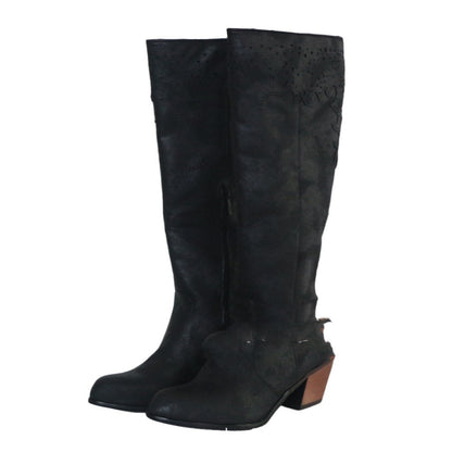 Source side zipper boots women's thick heel stand alone