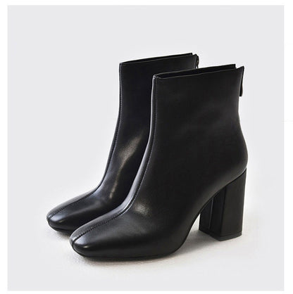 Thick heel square toe barefoot boots