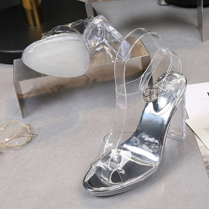 Transparent Word With Crystal Heel Sandals