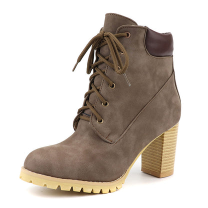 Foreign trade style front lace-up ankle boots