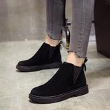 Women's black flat boots winter plus velvet