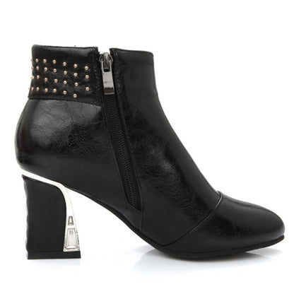 High-heeled thick-heeled women's boots with velvet