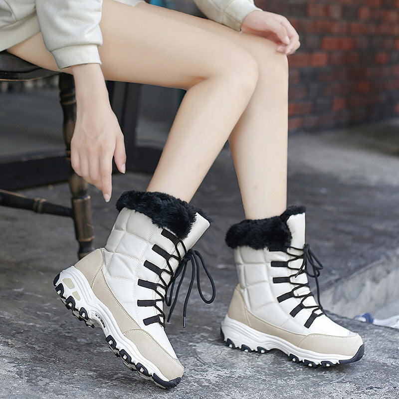 Botas de nieve de caña alta para actividades al aire libre, para mujer, de tubo medio