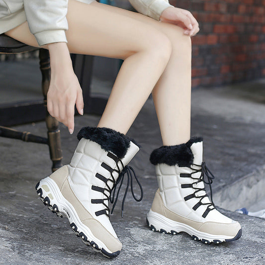 Bottes de neige montantes pour femmes, chaussures de loisirs en plein air, mi-tube