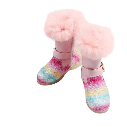 Rainbow sequined children's short boots