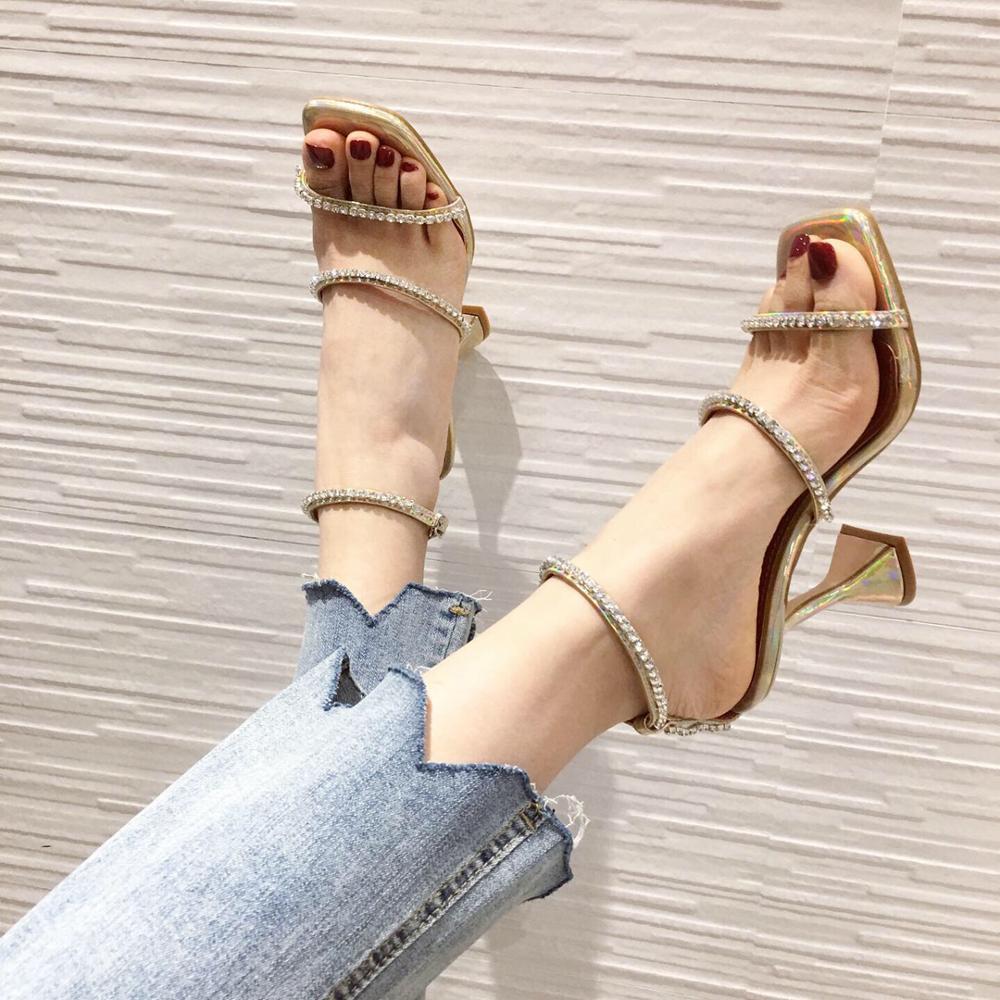 Square toe high heel sandals