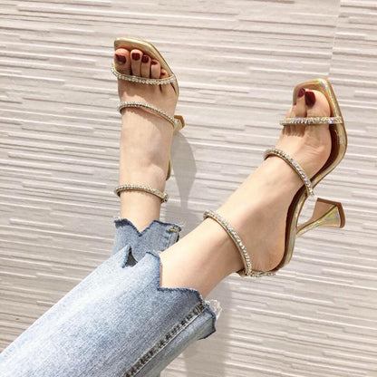 Square toe high heel sandals