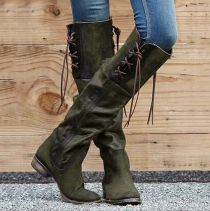 Nouveau produit bottes hautes à talon moyen et talon carré pour femmes