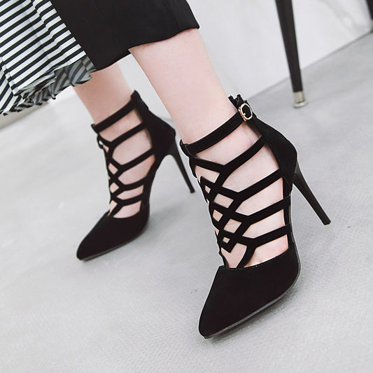 High heel cutout roman shoes