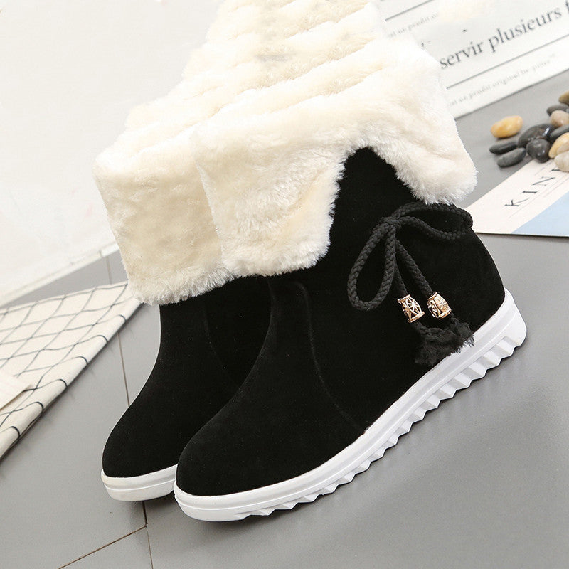 Two-wear cotton shoes with fleece to keep warm