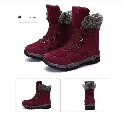 Autumn and winter outdoor snow boots female ski boots Travel boots hiking shoes in the tube warm and velvet cotton shoes