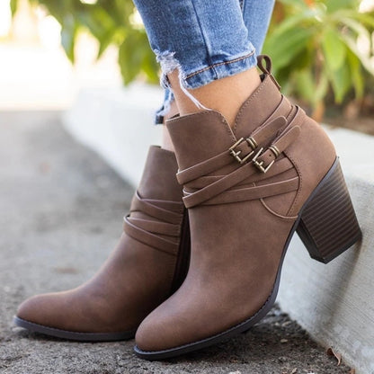 Chunky heel short Martin boots