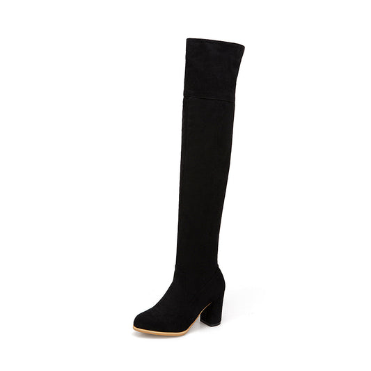 High-heeled thick-heeled frosted boots