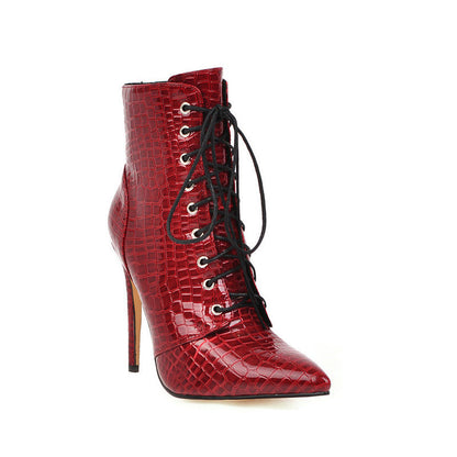 Botas rojas de mujer con tacón alto de charol