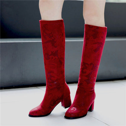 Women's high tube pattern boots