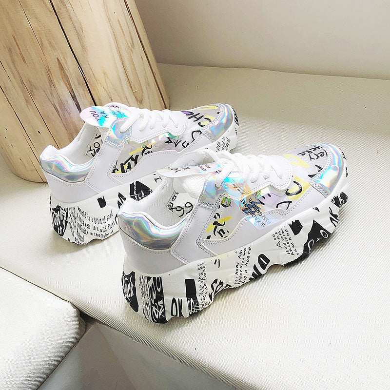 Alphabet sponge cake platform shoes