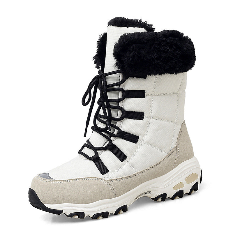 Botas de nieve de caña alta para actividades al aire libre, para mujer, de tubo medio