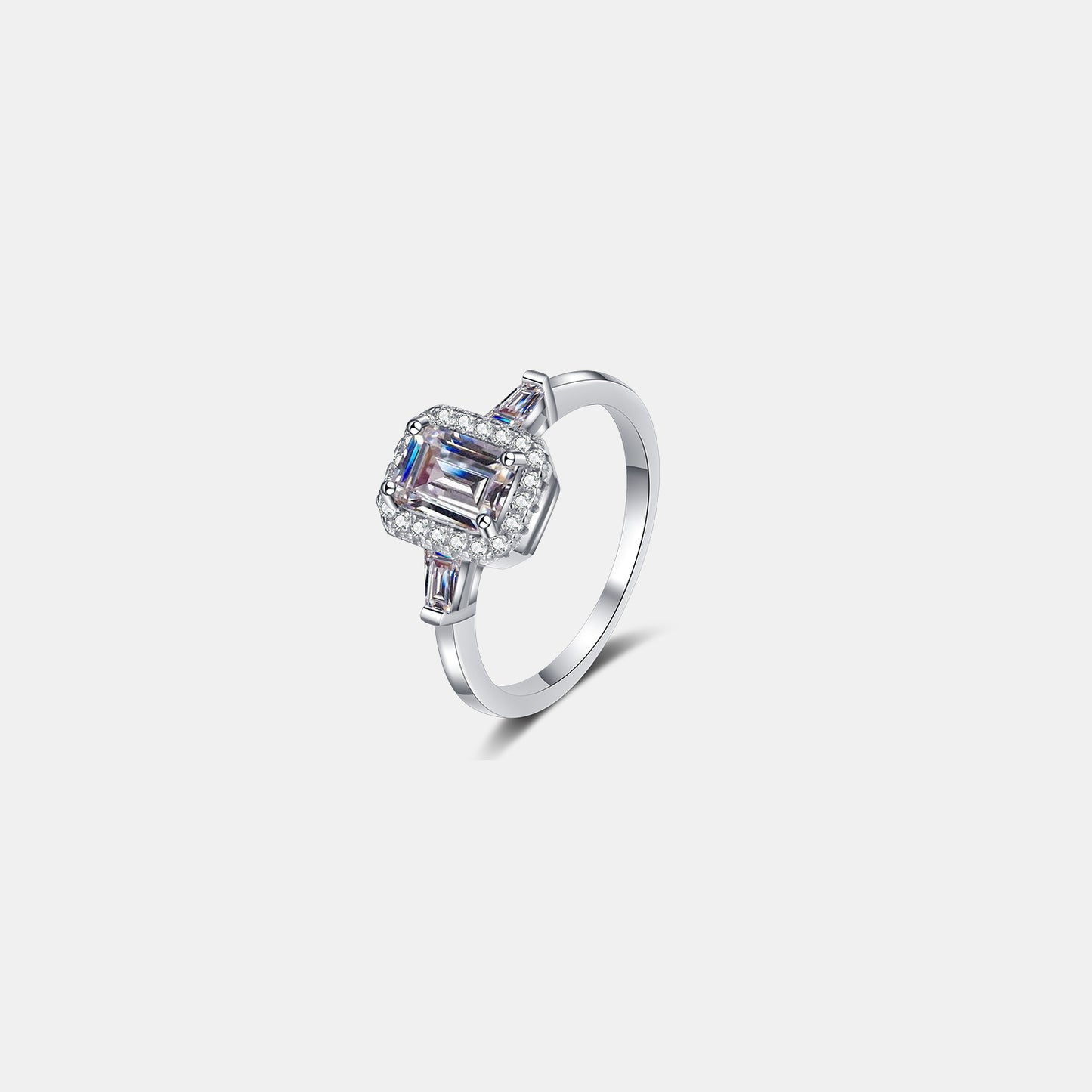 Bague en argent sterling 925 moissanite 1 carat