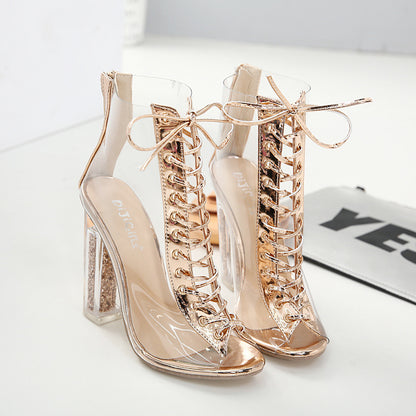 Film strap crystal heels