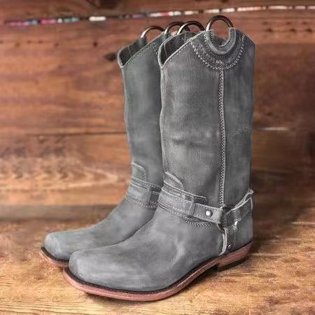 Round head flat boots