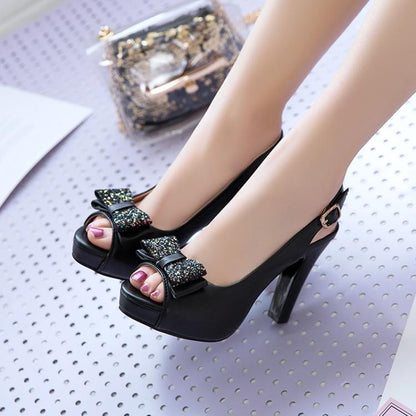 Bow high heel women shoes