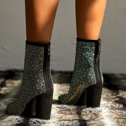 Botas de tacón alto con diamantes de imitación