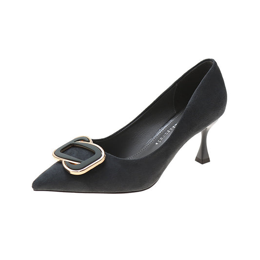 High Heels Women's Shallow Mouth Pointed Black