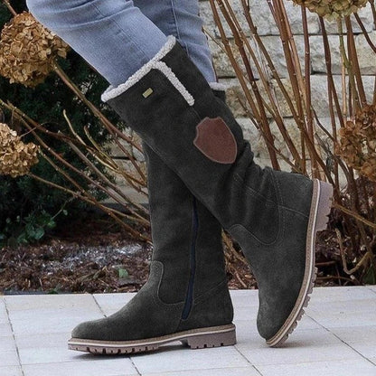 Side zipper turn over round toe snow boots