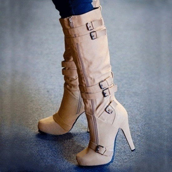 Fashion high-heeled platform high-top women's boots