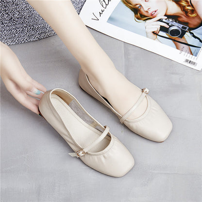 Small leather shoes Korean retro grandma shoes