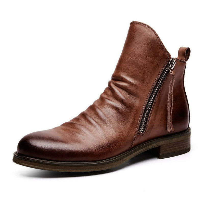 Botas altas de cuero para hombre, informales, para las cuatro estaciones