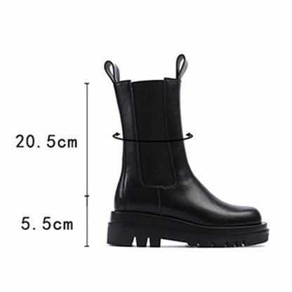 Trendy elastic women's shoes slim leather ladies Martin boots