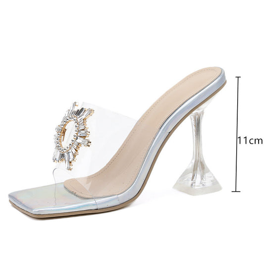 Women's transparent high heel slippers