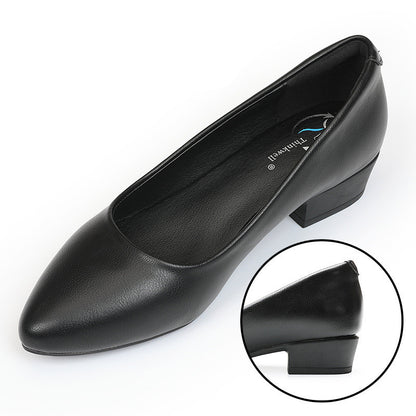 Single Shoes Leather Soft Sole Flat Black