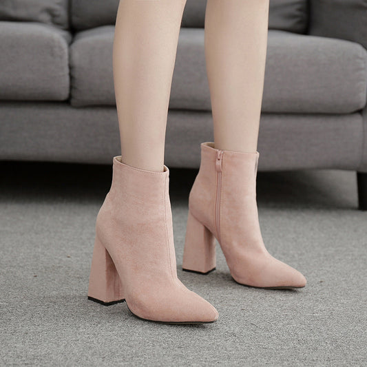 Oversized chunky heel women's boots