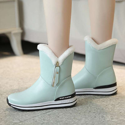 Bottes de neige pour femmes, chaussures imperméables en coton et velours, bottes courtes pour grands enfants