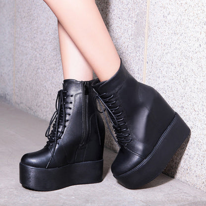 High booties rivet lace-up Martin boots