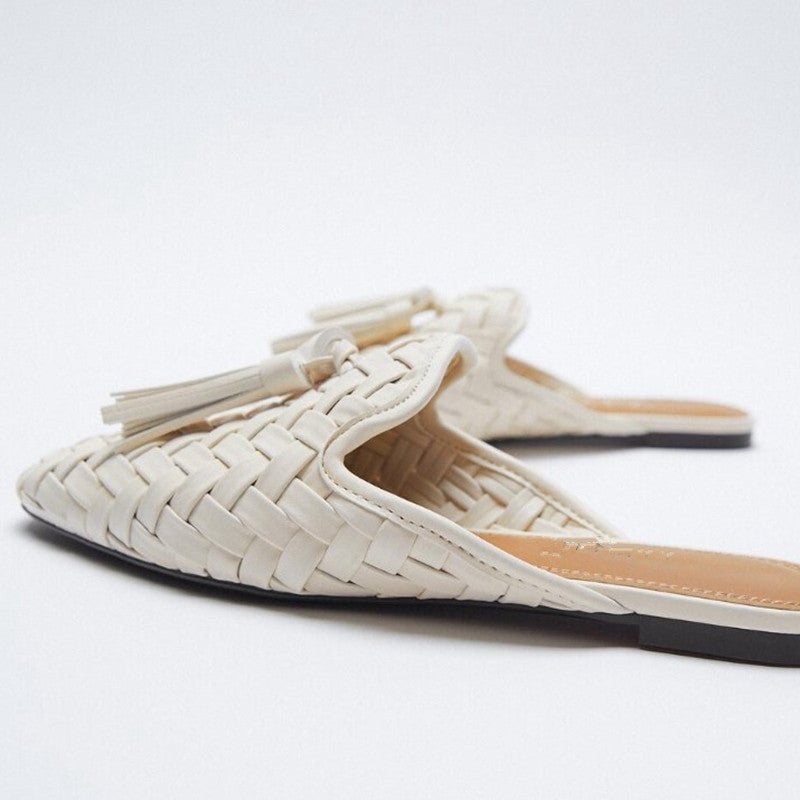 New Style Hand-woven Square Toe Women Slippers