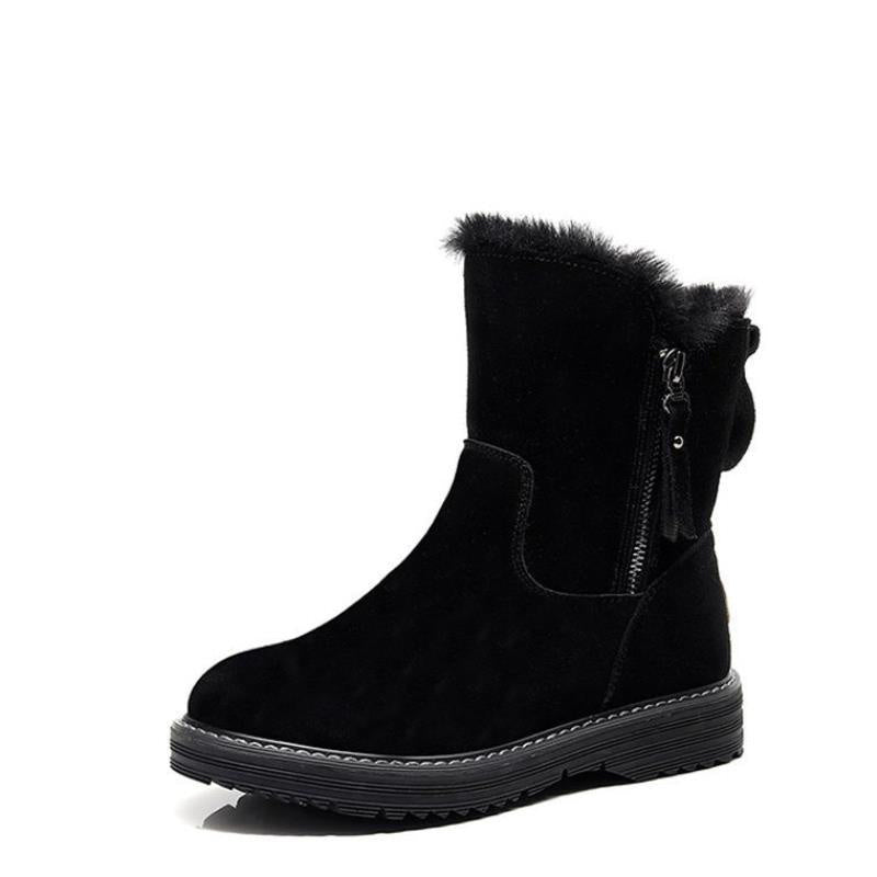 Bottes de neige plates mi-hautes en velours All-Match Plus