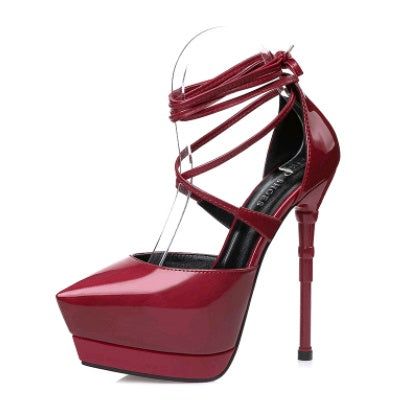 Sexy waterproof platform super high heel sandals nightclub cross straps pointed stiletto sandals