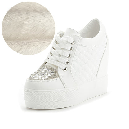 Women's High Top Strap Hidden Heel Wedge Sneaker Shoes Lace